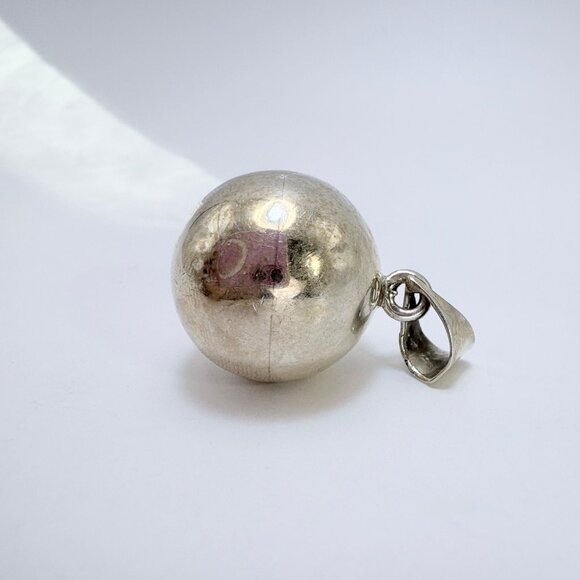 VTG Solid Sterling Silver 925 Ball Bead Sphere Pendant Size 0.75" Length - Picture 1 of 7